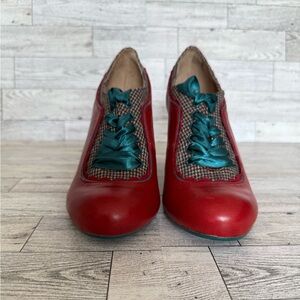 Womens Poetic License Retro Backlash Oxford Pumps Red & Teal Lace-up size Eur 37